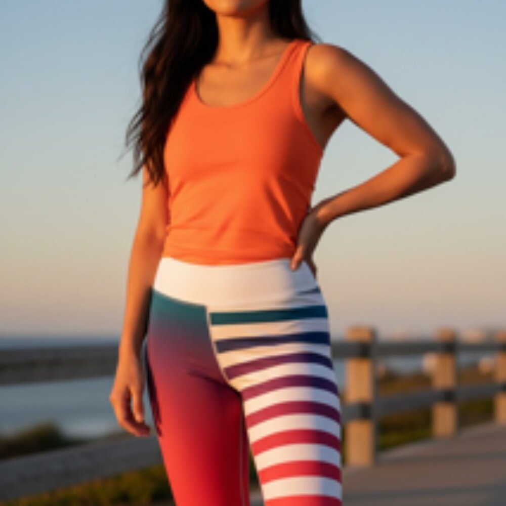 Vastitch Rainbow Stripes Capri Leggings